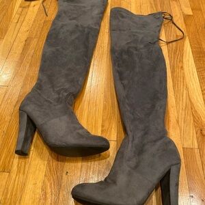 Elegant Charcoal Heeled Boots